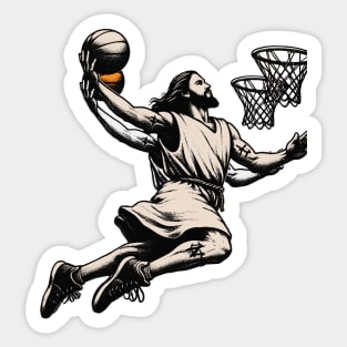 Funny Jesus Basketball Dunk Sticker